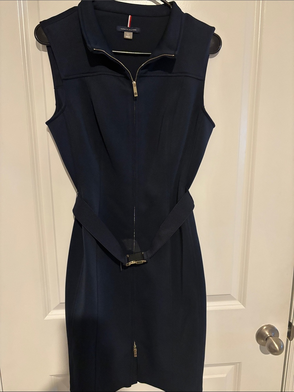 Tommy Hilfiger Dark Navy Sleeveless Zip Dress with Belt